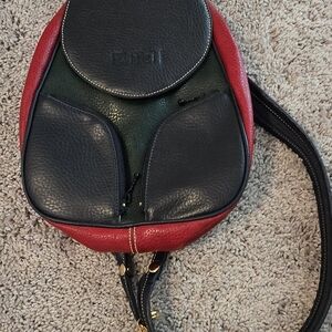 Eiffel Black, Red, and Green Leather Backpack